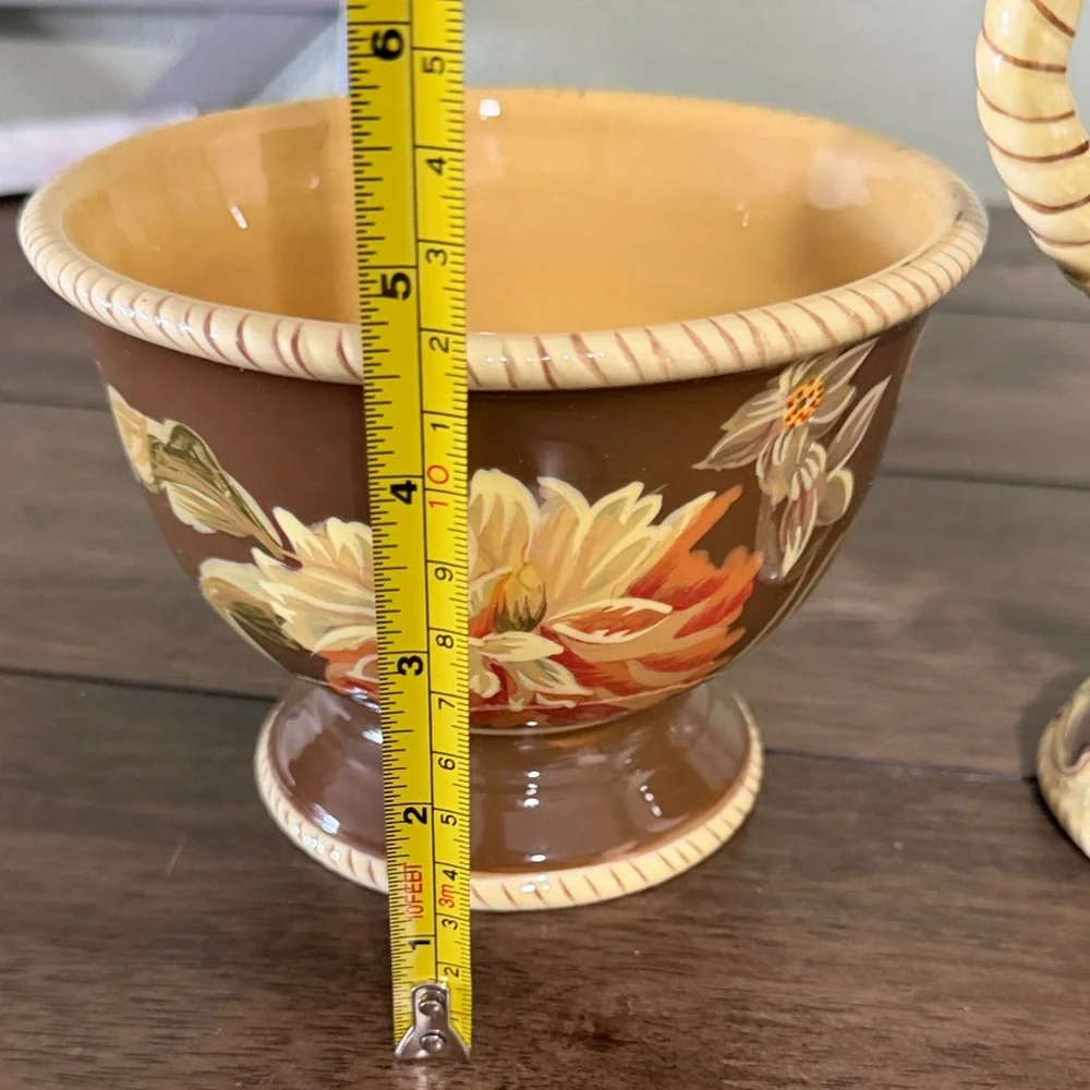 Certified International Savannah Raymond Waites Floral Bowl & Mug Set Brown